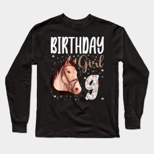 Horse Animal Lovers 9th Birthday Girl Long Sleeve T-Shirt